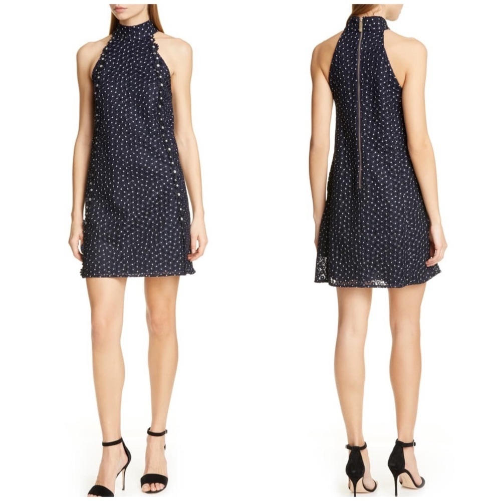 TED BAKER LONDON DAYSIL Daisy Lace Halter Navy Mini Dress Size 3